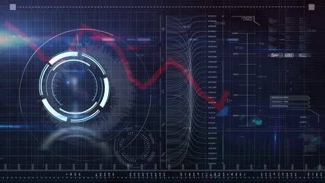 Animation-Des-Scope-Scannens-Und-Der-Datenverarbeitung-Mit-Roter-Linie-Auf-Dem-Bildschirm