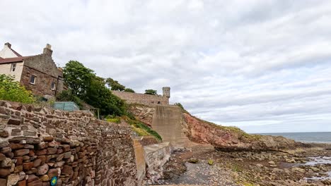 stone walls and coastal scenery in scotland