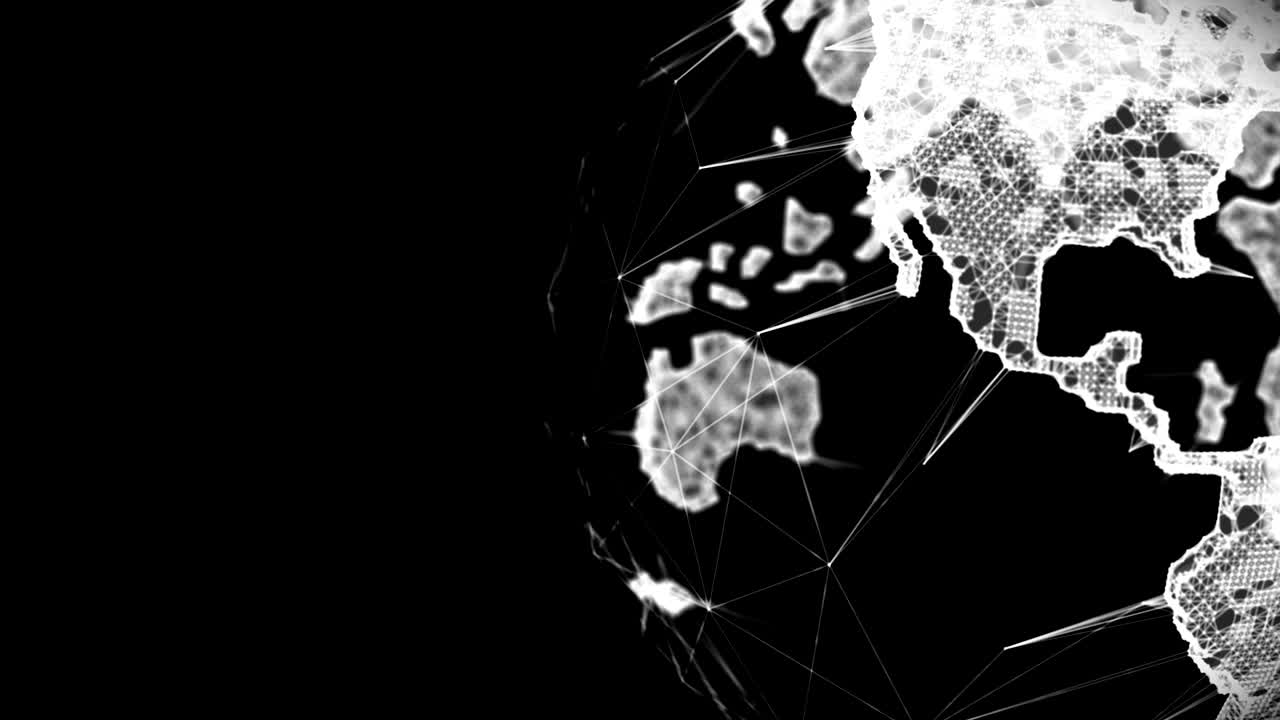 3d 다각형 행성 지구를 검은 바탕에 회전 할 수 있는 루프 가능한 4k 비디오 애니메이션.