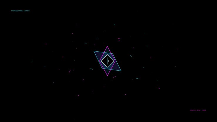 Grafica in movimento geometrica astratta con forme neon rotanti