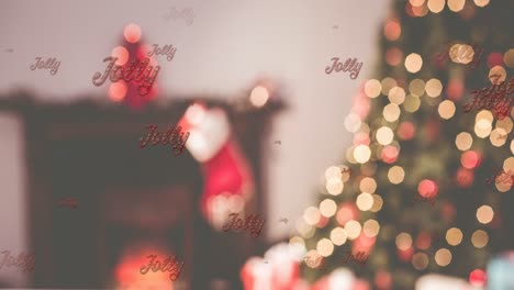 Animation-of-jolly-text-in-repetition-over-christmas-tree