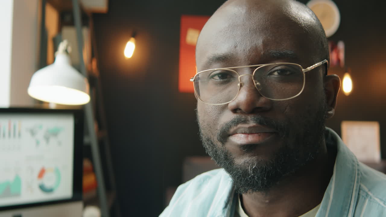 Portrait of African American Man in Home Office