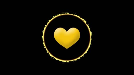 animation of yellow circle with heart over black background