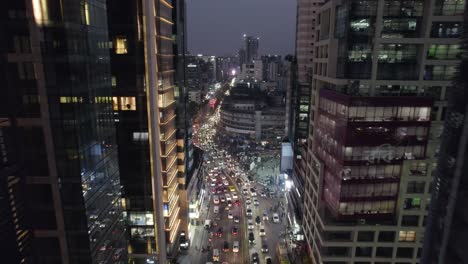 Hauptverkehrszeit-Verkehr-Der-Stadt-Dhaka-Luftaufnahme