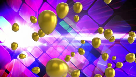 animación de globos flotando sobre las luces de la discoteca