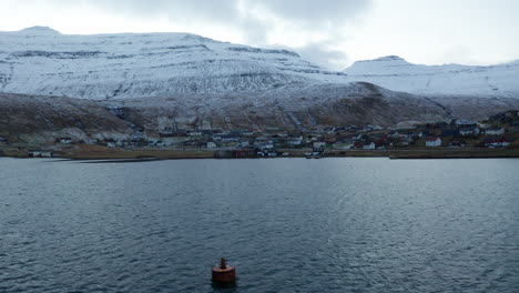 Faroe Islands 4K Aerial of H&oacute;sv&iacute;k at Sunset