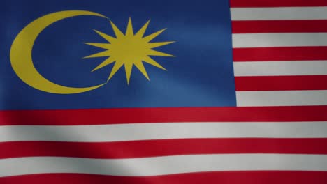 Bandera-De-Malasia,-Movimiento-Lento-Ondeando