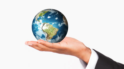 human hand holding the earth planet. world protection