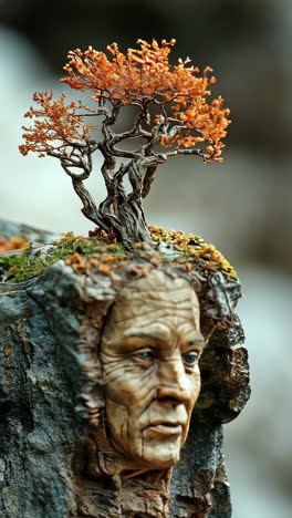 nature intertwines with human form in creative sculpture