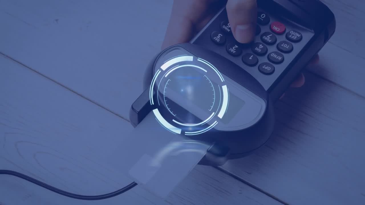 animación del escaneo de alcance sobre el terminal de pago