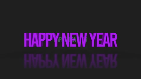 texto de feliz año nuevo rodante en degradado negro