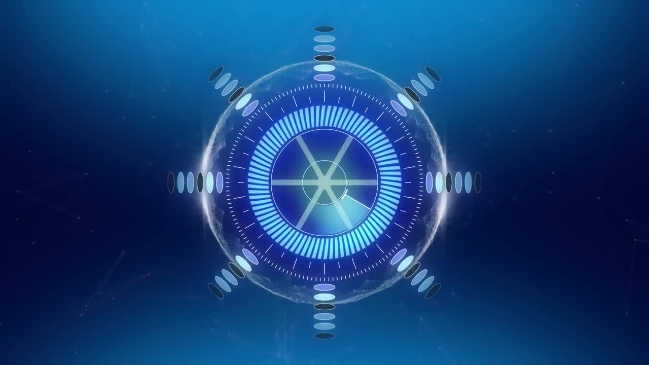 파란색 배경에 스 ⁇  스캔과  ⁇ 박이는 선의 애니메이션