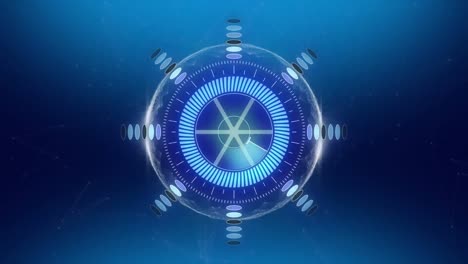 animación de la exploración del alcance y las líneas parpadeantes sobre fondo azul