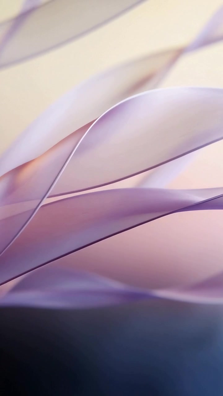 Vertical video: Shifting focus, stitched ribbons drifting, layering over studio gradient for depth