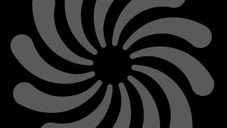 graphic drawing in black and white with stroboscopic and hypnotic effect, while it rotates clockwise and increases in size.