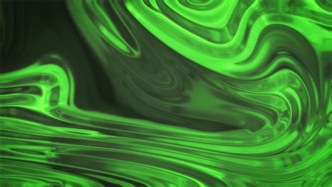 luminous green abstract liquid swirling on surface