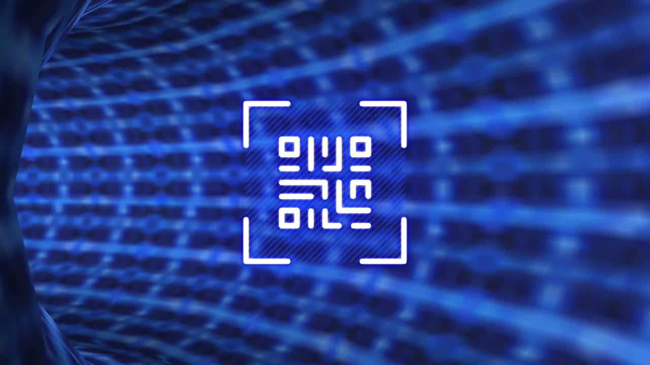 escáner de código qr contra el túnel brillante