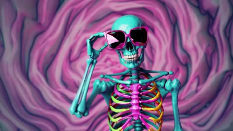 groovy skeleton in sunglasses