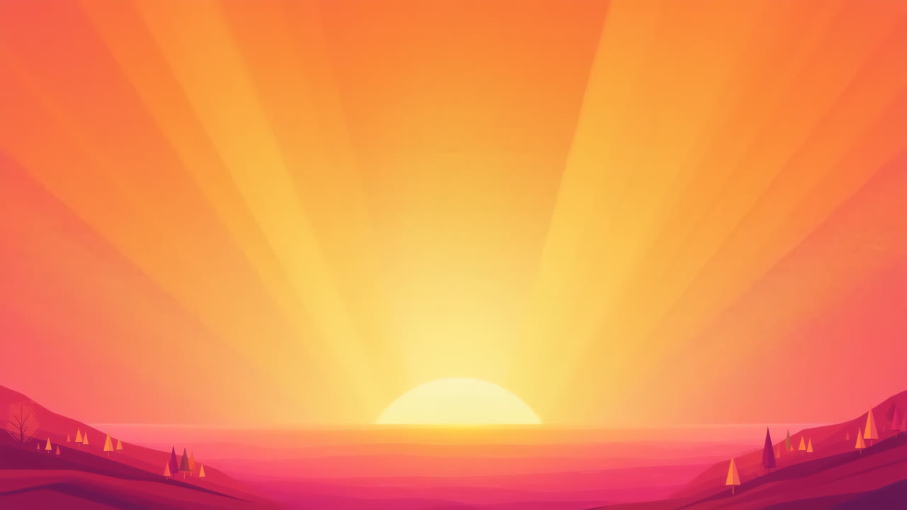 Vibrant Low-Poly Sunset Landscape