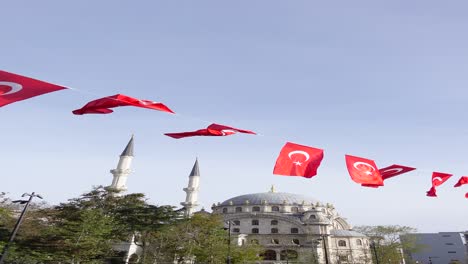 turkish flag flying over mosque in istanbul