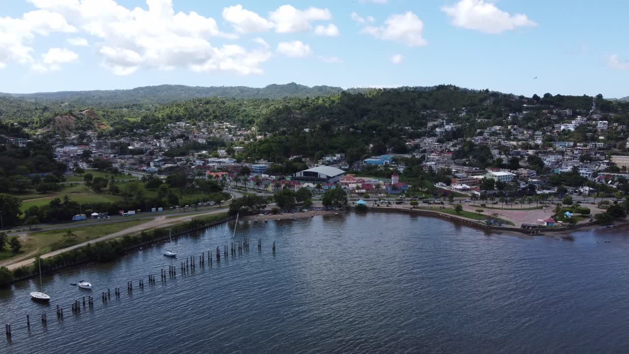 Aerial view of Saman&aacute; bay on the Saman&aacute; peninsula in the Dominican Republic