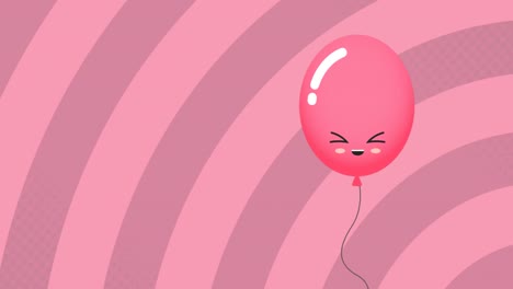 animation of pink balloon flying over pink background