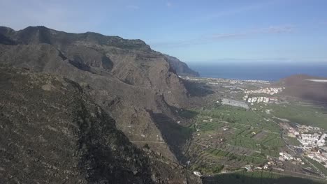 aerial view of city in mountains
