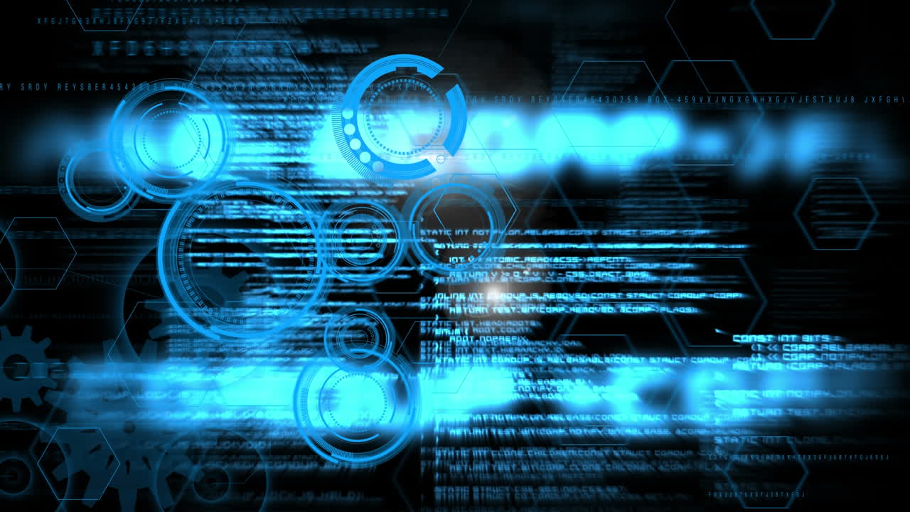 animación digital de la pantalla de la interfaz y codificación 4k