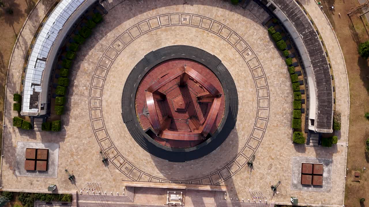 Bird's Eye Aerial View Above The Carol Park Mausoleum In Bucharest, Romania