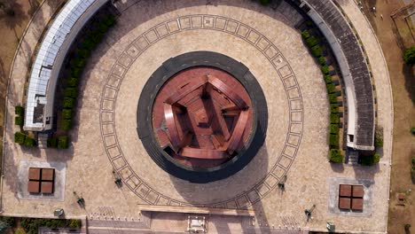 Bird's-Eye-Aerial-View-Above-The-Carol-Park-Mausoleum-In-Bucharest,-Romania