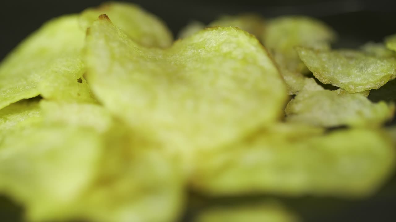 Close-up of a pile of potato chips