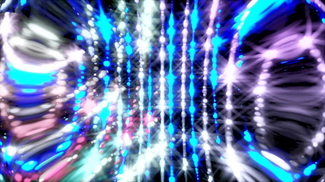 Vj loop, ritmo musicale con particelle lucide, sfondo astratto moderno generato al computer