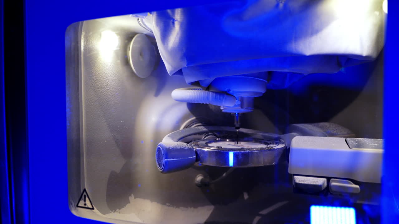 Machine producing prosthesis implants. Process of manufacturing dentures in the dental laboratory