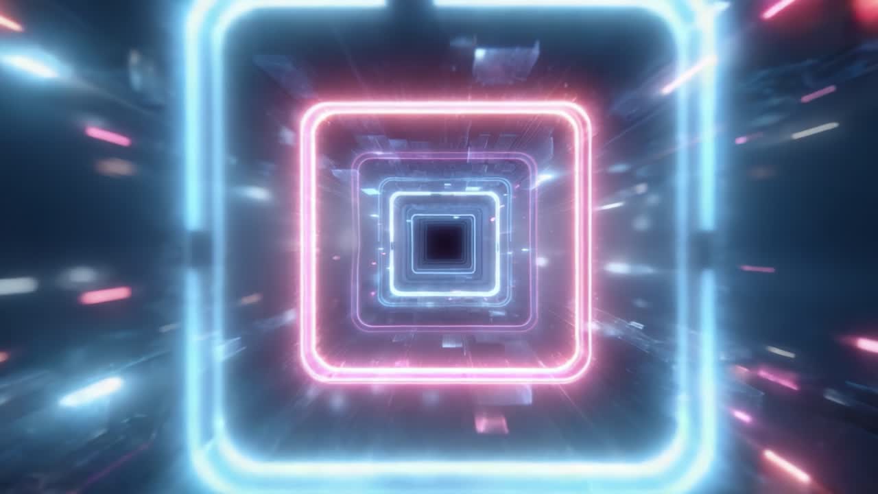 A Stunning Visual Journey Through a Dynamic Neon Tunnel, Featuring Pulsating Colors and Futuristic Light Effects Captured in Mesmerizing Patterns and Depth