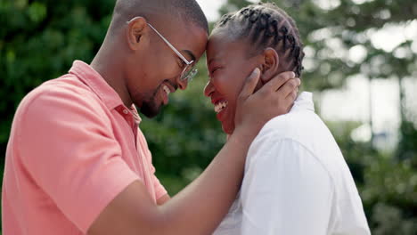 Love,-forehead-or-happy-black-couple-with-bond