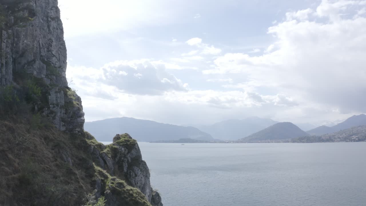 Drones on the mountains and lake Maggiore Northern Italy