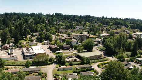 Drone-view-of-downtown-Duvall,-Washington