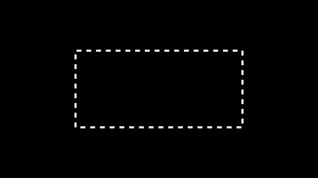 A dashed rectangle on a black background