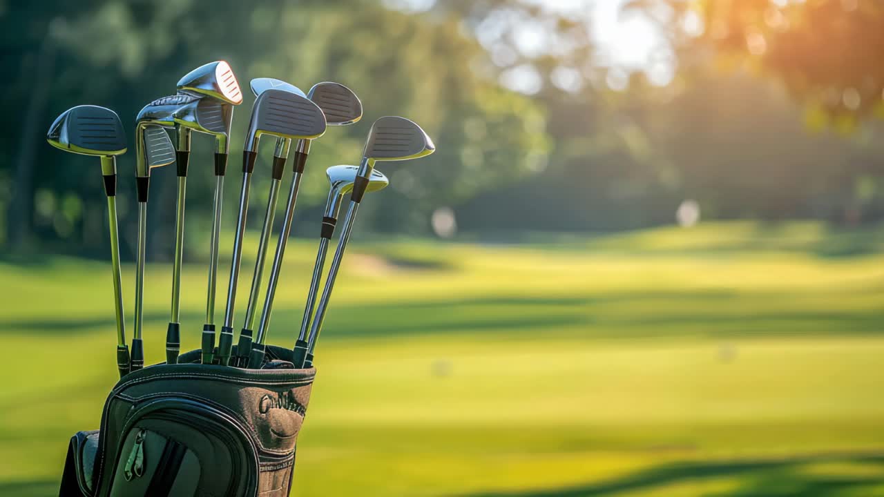 Golf Clubs in Bag on Golf Course