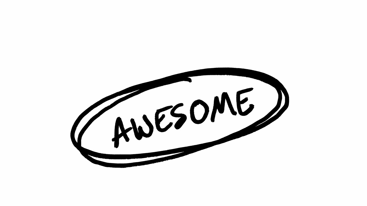 Animated Hand-Drawn 'Awesome' Word with Sketchy Oval Frame