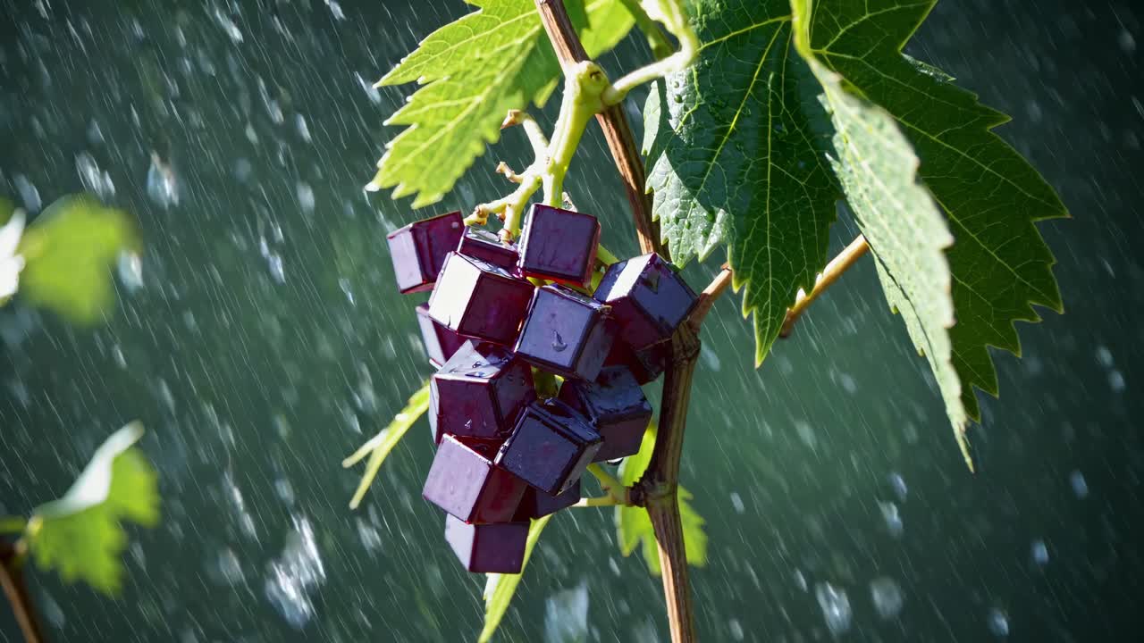 Unusual Cubic Grapes in the Rain