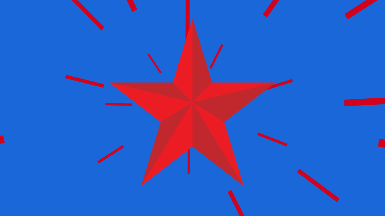 빨간 별과 파란 미국 국기 색의 애니메이션