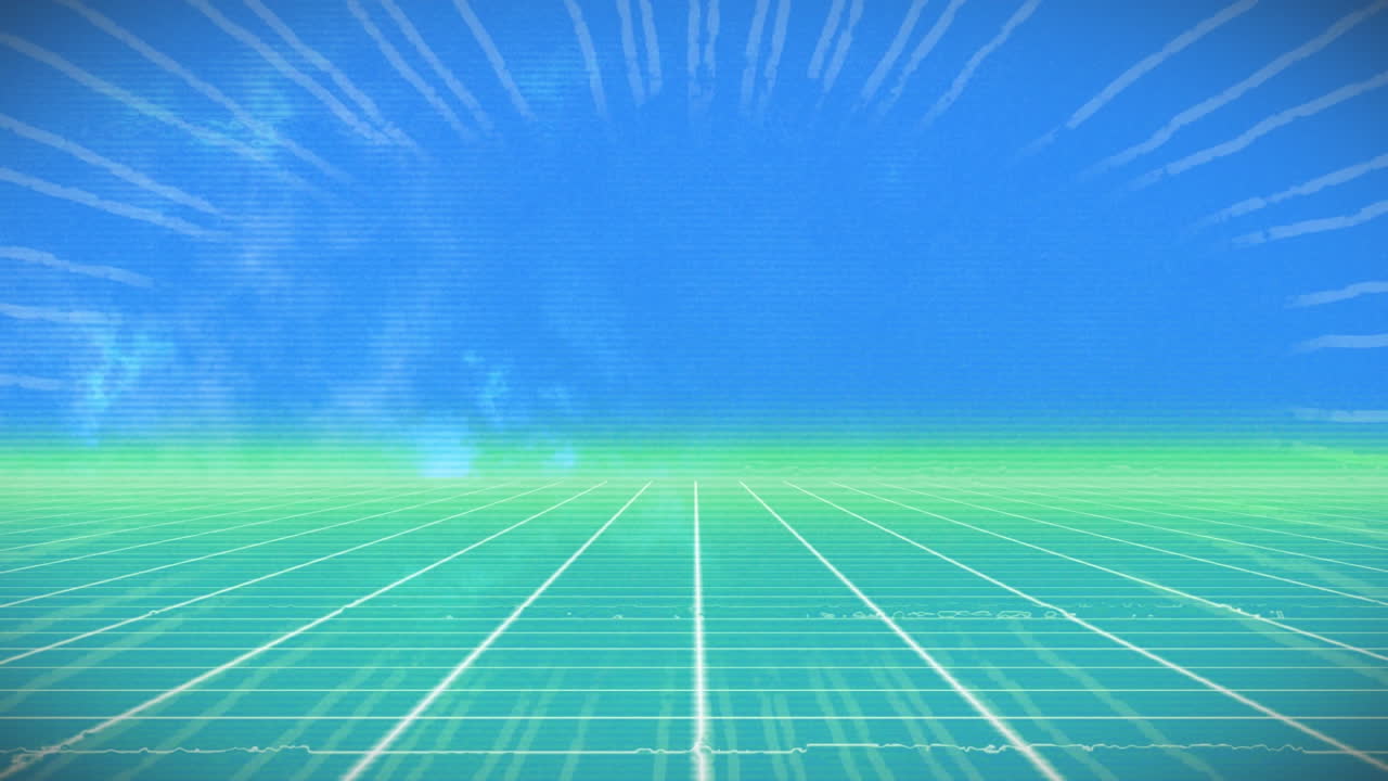 파란색과 초록색 그리드를 통해 컴퓨팅 데이터 처리의 애니메이션