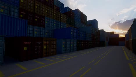 Containers In The Port, Shipping And Transportation Concept