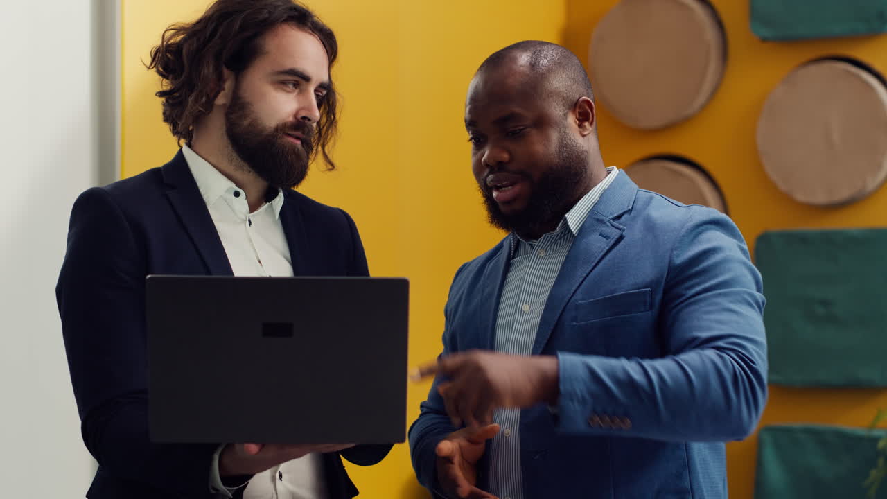 Business partners analyzing performance metrics within the organization