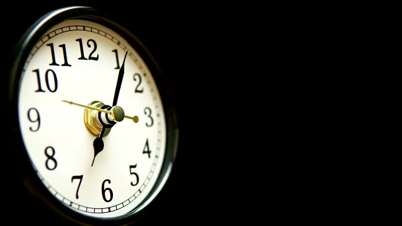 Clock face view with fast moving clock hands time lapse. Time running out concept. Timelapse of table business timer. Every minute counts idea. 4k.