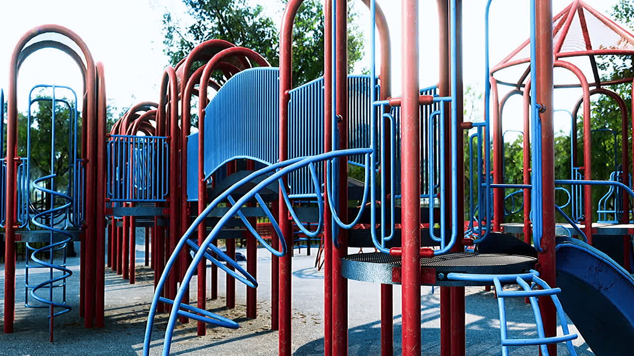 Colorful playground equipment inviting children for outdoor play