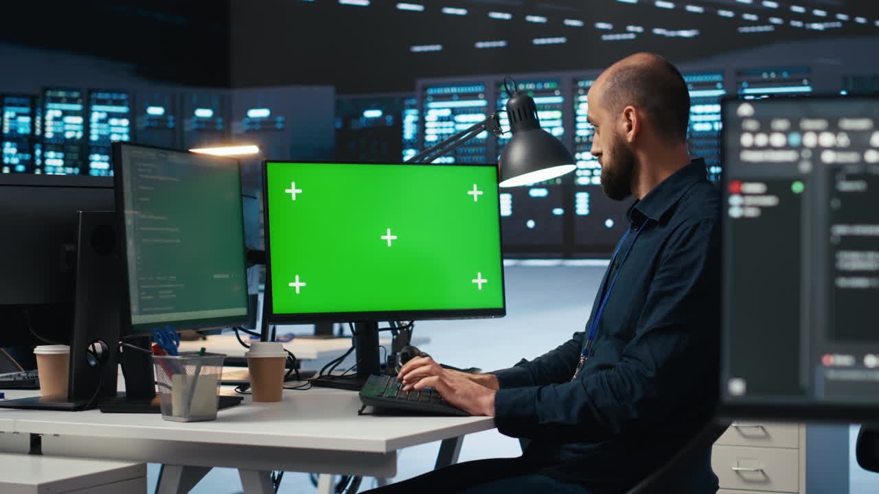 técnico actualizando servidores y matrices de almacenamiento utilizando la clave de croma pc