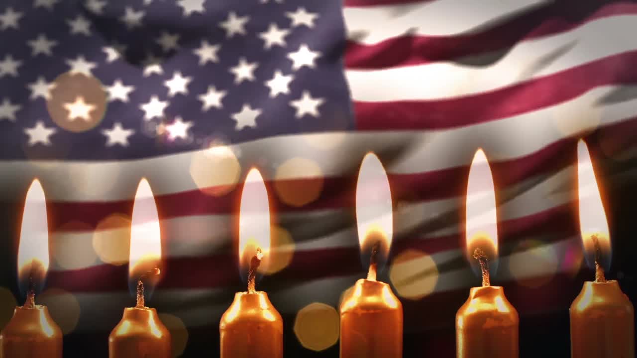 velas contra la bandera estadounidense