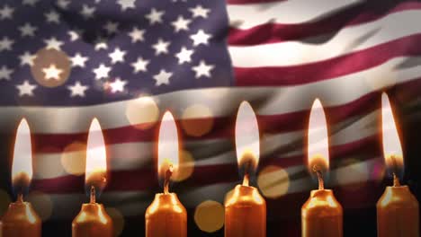 candles against american flag